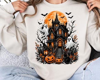 Haunted Mansion PNG | Spooky Ghost Pumpkin Black Cat Sublimation Digital Download