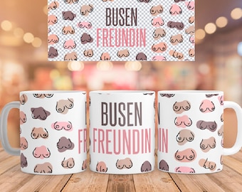 Busen Freundin Funny Boobie Mug: Feminist Breast Cancer Awareness Gift (PNG & PDF)