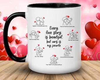 Valentinstag Mug Wrap PNG, Paar Liebesgeschichte Sublimationsdesign (Digitaler Download
