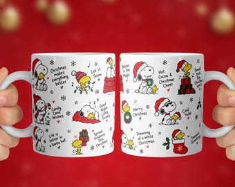 Christmas Snoopy and Woodstock Mug PNG, Sublimation Design (Digital Download)
