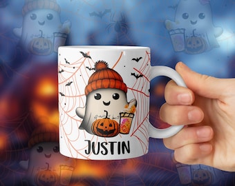Halloween PNG Mug, Personalized Name Mug File for Sublimation, 11oz & 15oz, Digital Download.