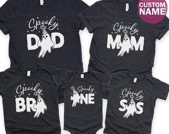 Personalized Spooky One Birthday Matching Shirts, 1st Birthday Family Tees, Little Boo Spooky Ghost Birthday Mama Dada Bday Shirts, 100983
