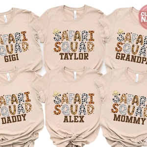 Custom Name Safari Squad Shirt, Safari Trip Shirt, Safari Birthday Trip Tee, Family Vacation Shirts, African Safari Shirt, 100951