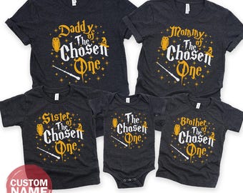 Custom The Chosen One Birthday Shirt, Custom Wizard Birthday Tee, Magic Birthday Tee, Matching Family The Chosen One, 100907