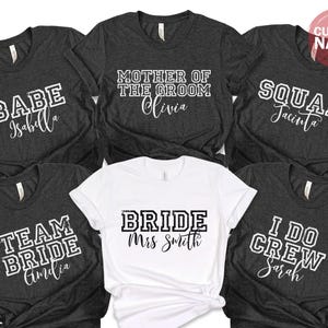 Personalised Bachelorette Hen Party T-shirts, Custom Name Bridal Party Shirts, Personalised Matching Tribe Bachelorette Shirt, 100959