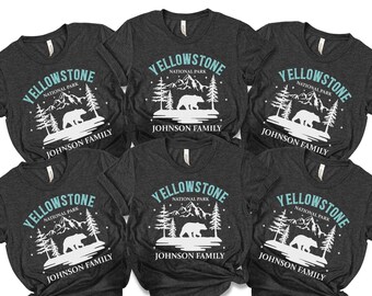 Yellowstone National Park Family Matching shirt, Mountains Bear family shirts, Family trip custom shirt, custom Yellowstone tees, 400313