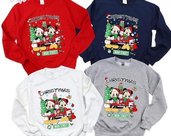 Cute Mickey Minnie Disney Christmas On Main Street Shirt, Retro Disney Christmas Sweatshirt, Mickey's Very Merry Christmas Party Tee, 100736