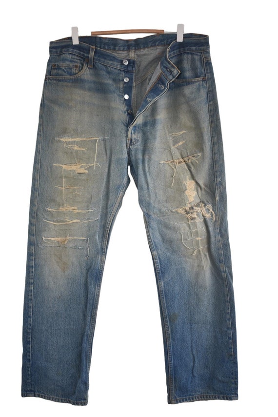 Vintage 80's Levis 501 Distress Jeans W38 - Etsy