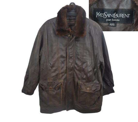 Vintage YSL Yves Saint Laurent Leather Jacket Large - Etsy