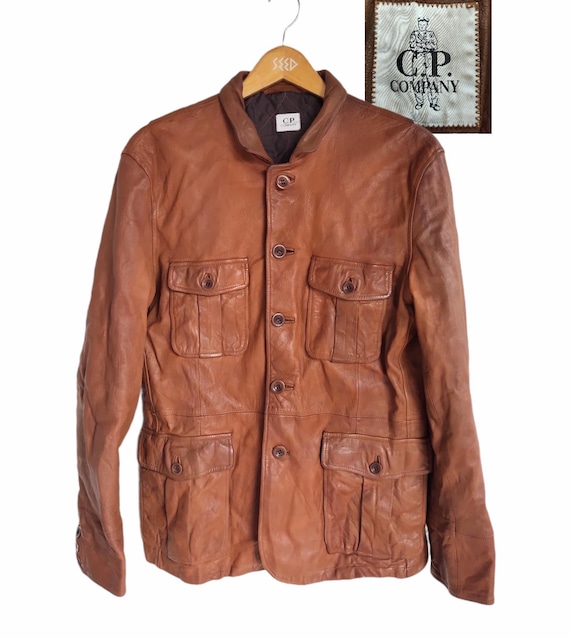 Vintage C.P Company Leather Jacket Small Etsy