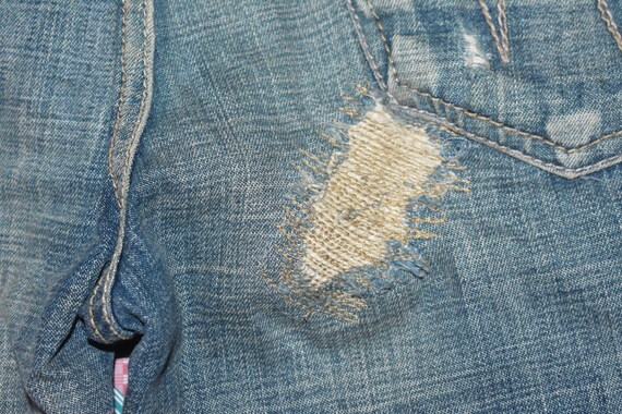 Flared Tough Jeansmith Patchwork Denim Pants W34 - image 8