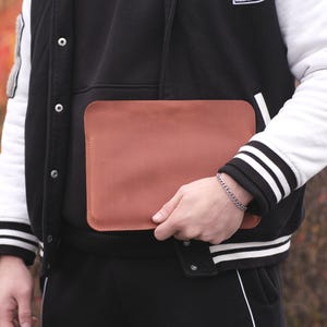 Personalized Leather iPad Sleeve with Apple Pencil Holder