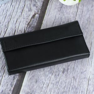 Cartera larga de cuero personalizada con cierre magnético, monedero personalizado hecho a mano para efectivo, tarjetas y monedas, regalo vintage para él o ella.