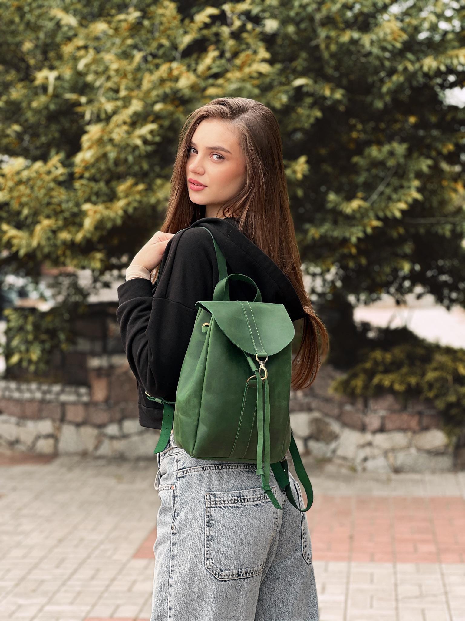Mini Leather Backpack for Women, Personalized Small Daypack With ...