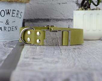 Collar de cuero personalizado para perro, collar con nombre personalizado para mascota, etiqueta grabada