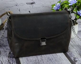Handmade Vintage Leather Crossbody Purse, Personalized Mini Bag