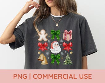 Coquette Bow PNG, Christmas Bow Png, Holiday Bow Png, Santa Png, Merry Christmas Png, Gingerbread Bow, Santa Bow, Christmas Tree Bow