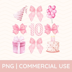 Schleife zum 10. Geburtstag Png, Schleife Geburtstag Png, Kokette Geburtstag, Mädchen Geburtstag Png, Rosa Schleife Dekor, Rosa Schleife Party Outfit, Geburtstagskind Png