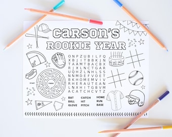Rookie Year Coloring Page, Baseball Party, Baseball Birthday, Activity, Baseball Coloring, Coloring Placemat, Printable Coloring Sheet