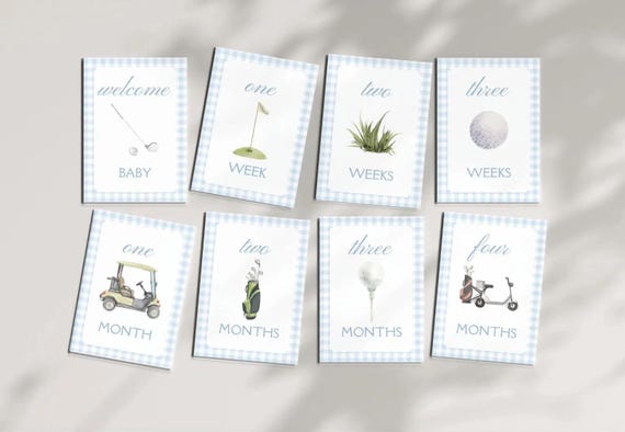 Golf Baby Milestone Cards, Digital Download, Printable Baby Milestones Golf Decor, Boy Milestone, Photo Prop, Golf Nursery, Monthly Photos