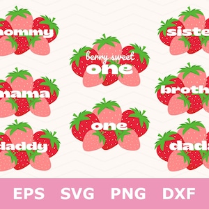 Berry First Birthday SVG, Sweet One SVG, Strawberry Birthday SVG, Family Matching Shirt Svg, 1st Birthday Png, Strawberry Birthday, Cricut