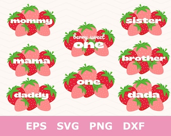 Berry First Birthday SVG, Sweet One SVG, Strawberry Birthday SVG, Family Matching Shirt Svg, 1st Birthday Png, Strawberry Birthday, Cricut