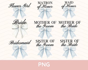 Bride Bow png, Bridal Party Png, Flower Girl Png, Maid of Honor Png, Bridesmaid Bow Png, PNG Bundle, Coquette Png, Lace Bow, Bach Party