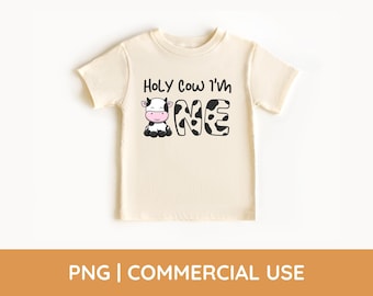 Holy Cow I'm One PNG, First Birthday, Cow Birthday, Cow Png, Farm Birthday, Farm Animal, Barn Animals, Barn Png, 1st Birthday, Cow Print
