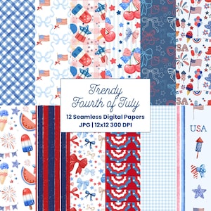 4 juillet, motif transparent, papier numérique tendance, motif répété sans couture, arrière-plans, patriotique, grand millénaire, drapeau américain