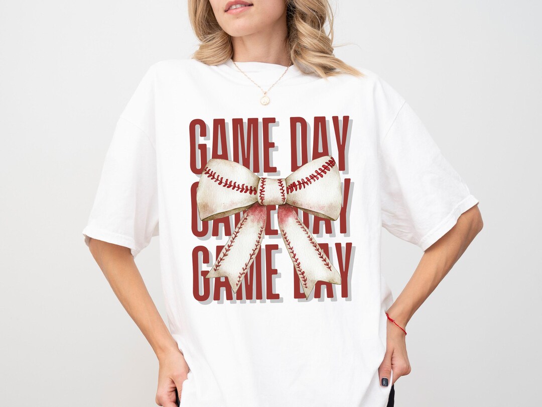 Game Day Baseball Bow PNG, Coquette Baseball Design, Baseball Mom PNG ...