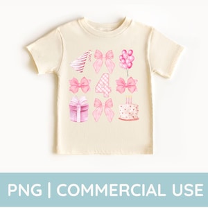 4. Geburtstag Png, Schleife zum vierten Geburtstag Shirt, Kokette Geburtstag Png, Ballons Png, Aquarell Png, Rosa Geburtstag Schleife, Rosa Schleife Png, Dekor