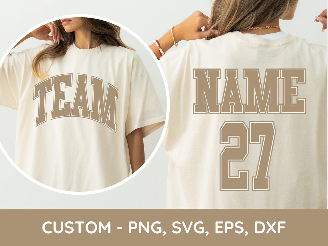 Team Name Pattern Custom Team Name PNG SVG, Personalized Front & Back Shirt Design ...