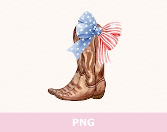 Coquette Cowgirl Patriotic Bow PNG, American Flag Sublimation, American Girly Png, Coquette American Girl Png, Coquette Cowgirl, 4th Of July