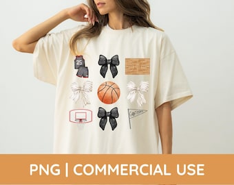 Game Day Basketball Bow PNG, Coquette Basketball, Digital Download, Sports Design, Game Day Coquette Bow, Basketball Bow PNG, School Spirit