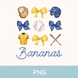 Noeud de banane PNG, bananes, noeud de baseball, baseball drôle, aquarelle de baseball, coquette de baseball, éventail de bananes, banane de baseball Png, chemise