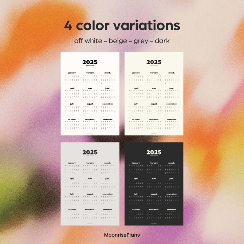 2025 Yearly Calendar Printable Minimalist Wall Calendar One-page Yearly ...