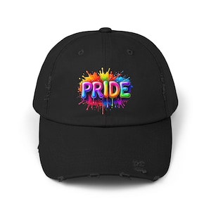 Distressed Cap, Pride LGBTQ Rainbow Gay Proud Hat for Unisex, Pride Parade Apparel, LGBT Fashion Accessory, LGBTQ Pride June Month
