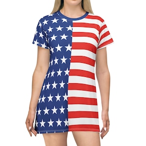 4th of July T-Shirt Dress, Flag Independence Day Outfit, USA outfit, Fireworks July 4th, Patriotic Dress Women, America Sleeveless Dress