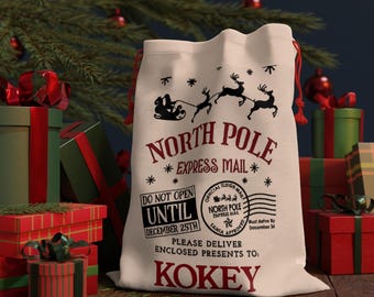 Personalized Santa Sack, North Pole Express Mail Gift Bag