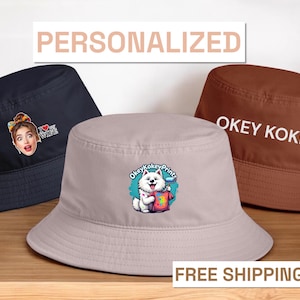 Custom Logo Bucket Hat, Personalized Fishermans Hat, Custom Text Sun Cap, Personalized Beach Hat, Custom Design Sun Protection, gift for dad