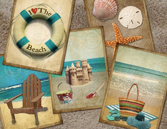 At the Beach Printable Hang Tags / Ocean / Seashore Vintage | Etsy