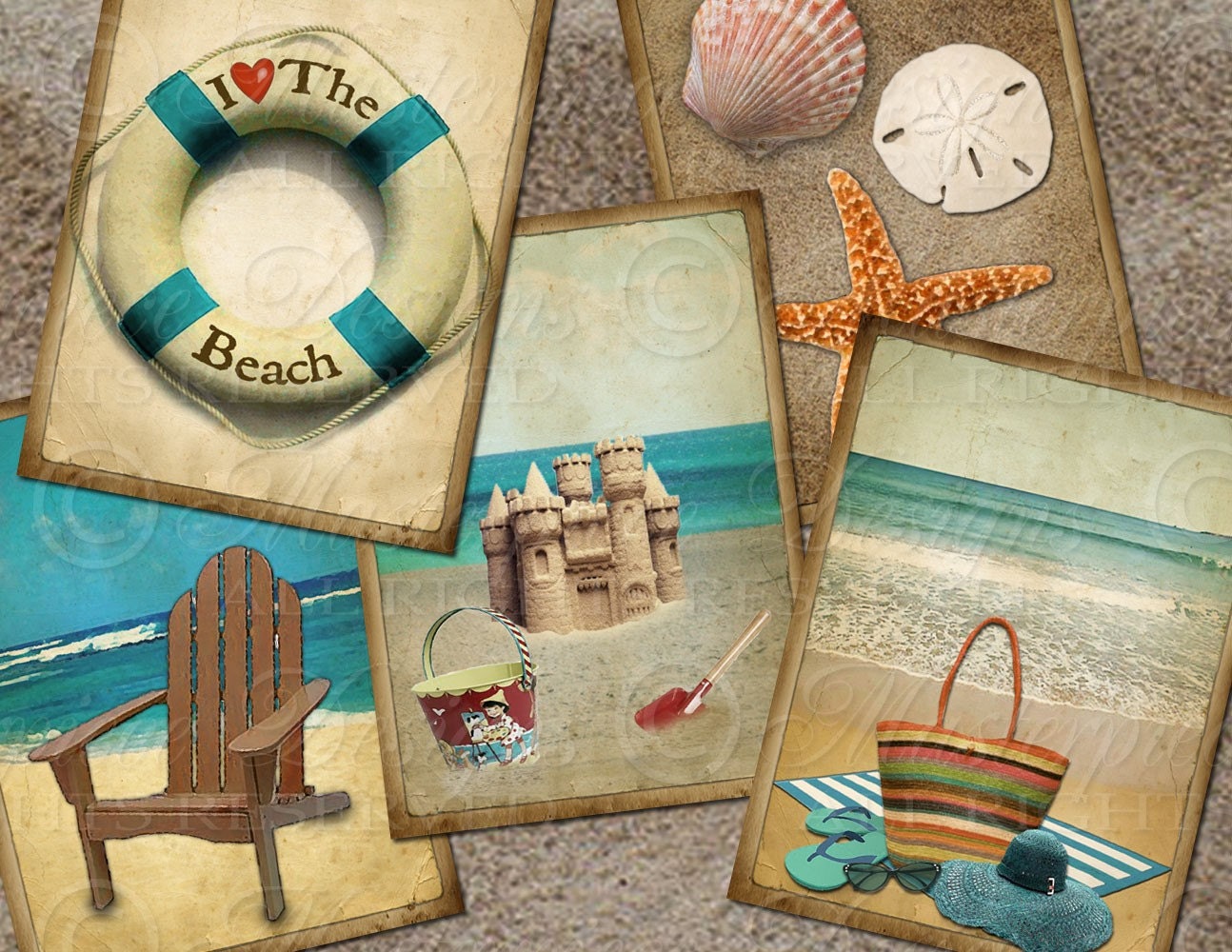 At the Beach Printable Hang Tags / Ocean / Seashore Vintage | Etsy