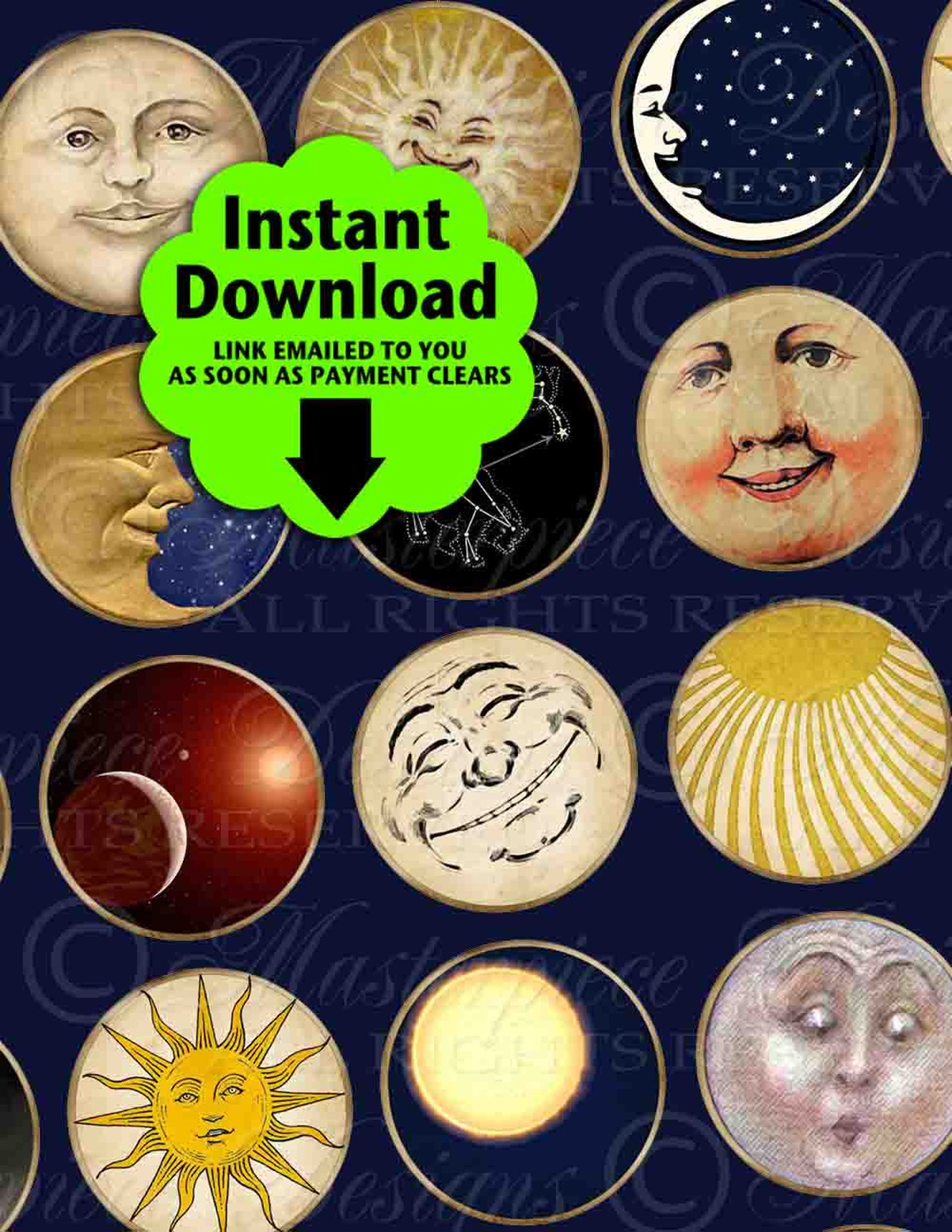 Sun Moon and Stars Printables / Astronomy / Constellation / | Etsy
