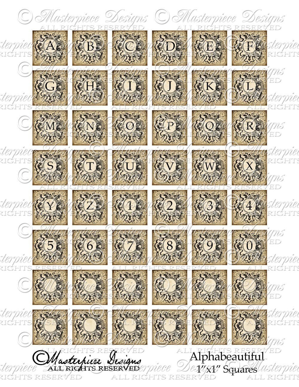 Alphabeautiful Alphabet Printable Squares / Abcs Letters - Etsy