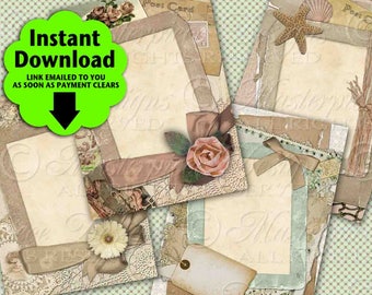 Vintage Scraps Printable Hang Tags / Shabby Chic / Gift Tags / Jewelry Cards / Add Your Own Text - Printable DOWNLOAD JPG Collage Sheet