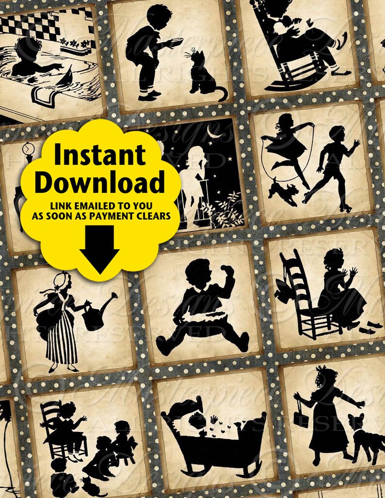 Once Upon A Time Printable Squares / Silhouette / Children Etsy