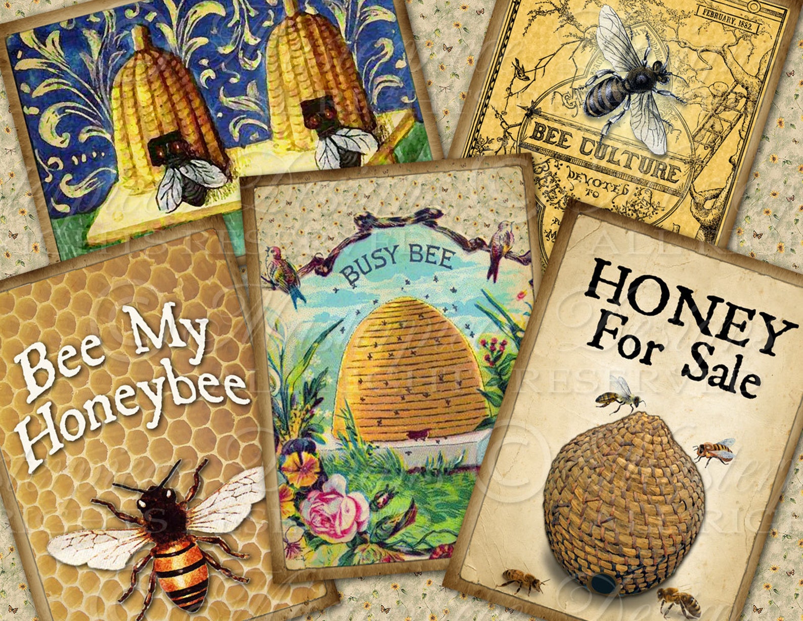 Honeybee Printable Hang Tags / Bees / Beehive / Honey / | Etsy