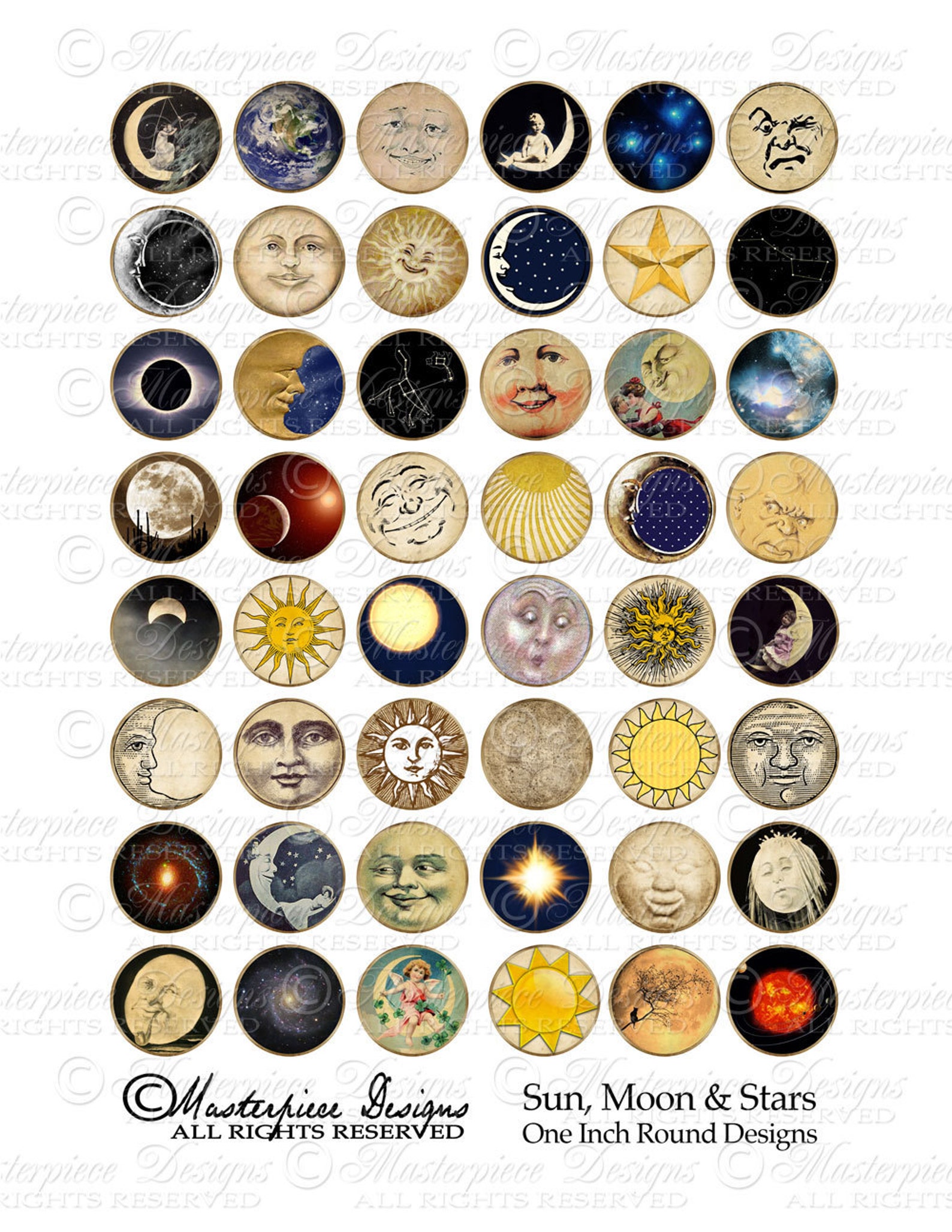 Sun Moon and Stars Printables / Astronomy / Constellation / | Etsy