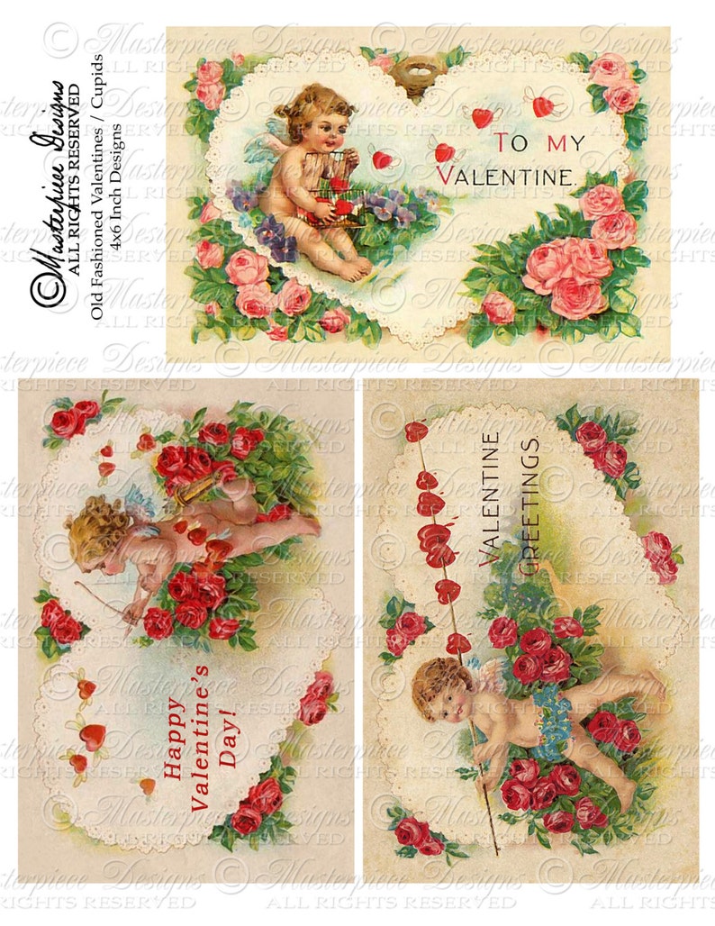 Old Fashioned Printable Valentines Cupids 4x6 Inch - Etsy