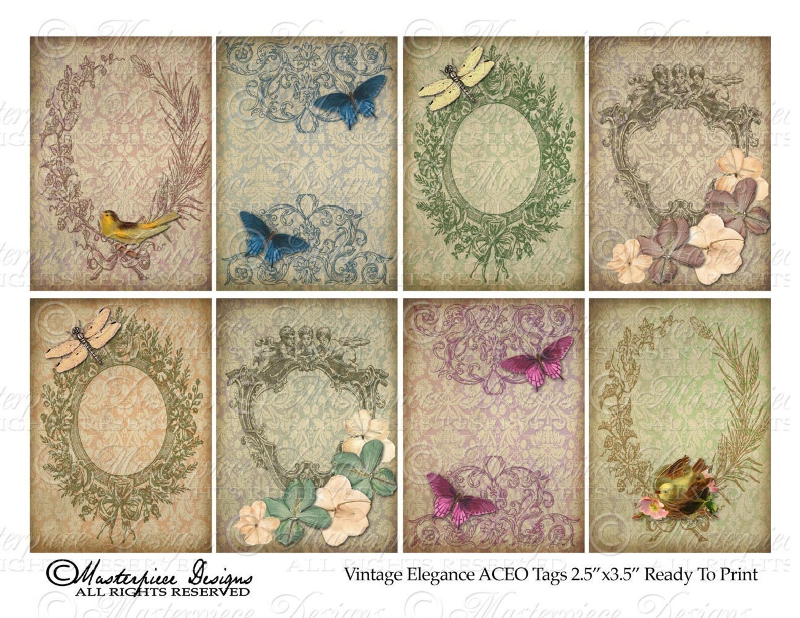 Vintage Elegance Printable Hang Tags / Jewelry Cards / Gift - Etsy
